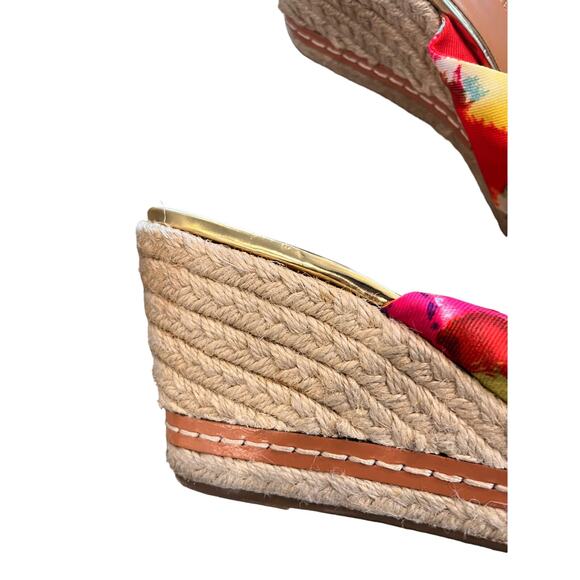 Etienne Aigner Krista Watercolor Twisted Knot Espadrille Wedge Sandal Size 9 - Picture 4 of 8